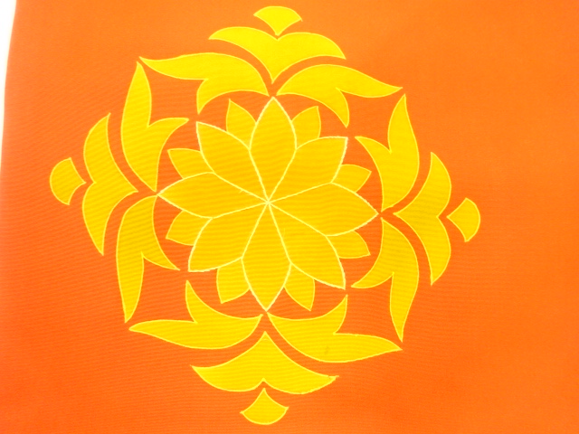 アンティーク　塩瀬花模様刺繍名古屋帯